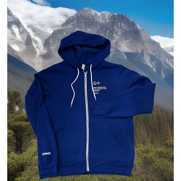 eBay Open 2025 Bella Canvas Royal Blue Sweatshirt Hoodie L Full Zip Pockets - Picture 1 of 6